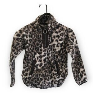 3/$15 Cuddly Sherpa kids animal print 1/4 zip  jacket